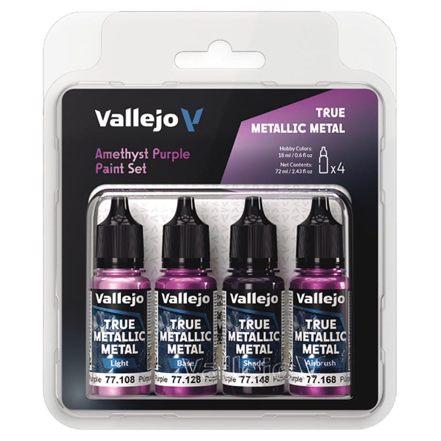 Vallejo Hobby Supplies > Paints True Metallic Metal: Amethyst Purple Color Set (4) 8429551772556 VJP77255