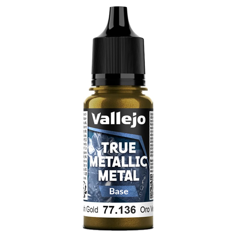 Vallejo Hobby Supplies > Paints True Metallic Metal: Base: Greenish Gold (18ml) 8429551771368 VJP77136