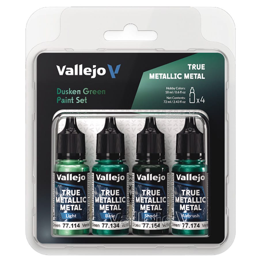 Vallejo Hobby Supplies > Paints True Metallic Metal: Dusken Green Color Set 8429551772570 VJP77257