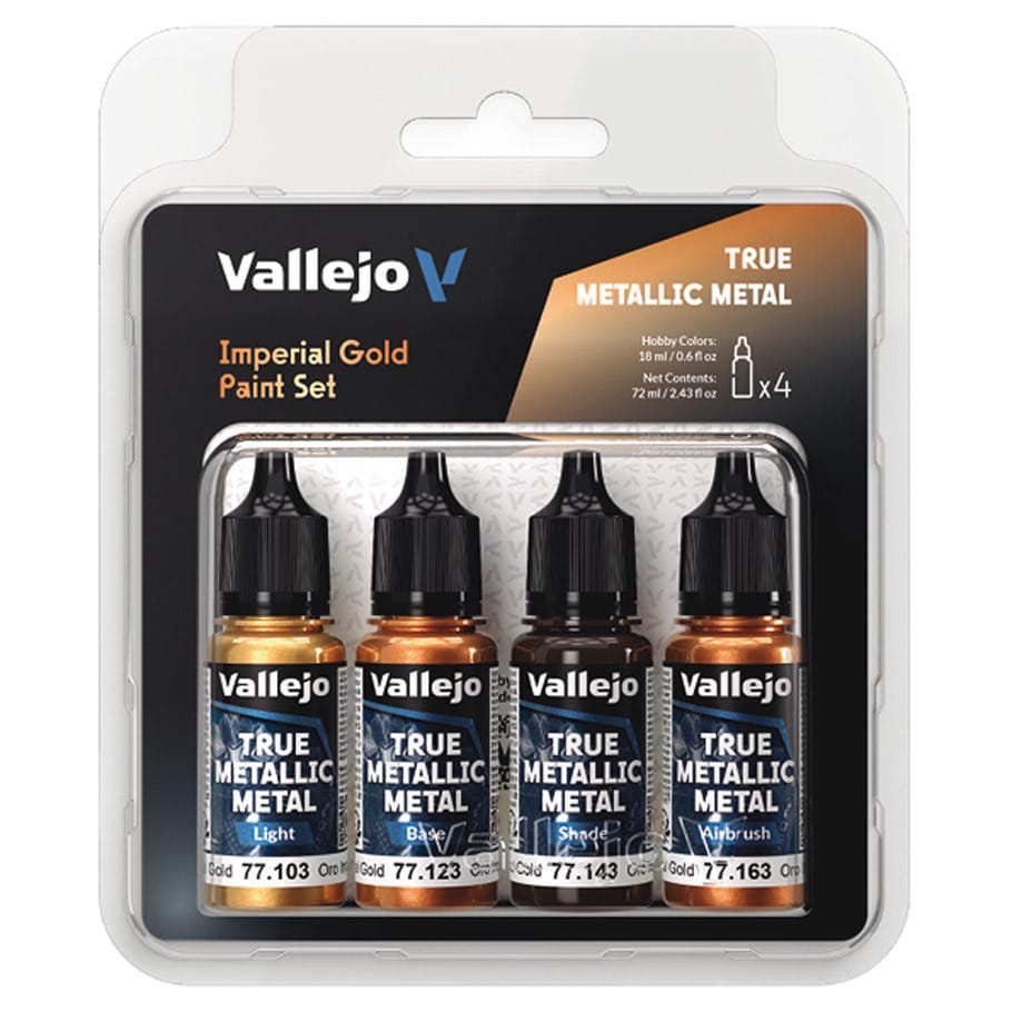 Vallejo Hobby Supplies > Paints True Metallic Metal: Imperial Gold Color Set (4) 8429551772525 VJP77252