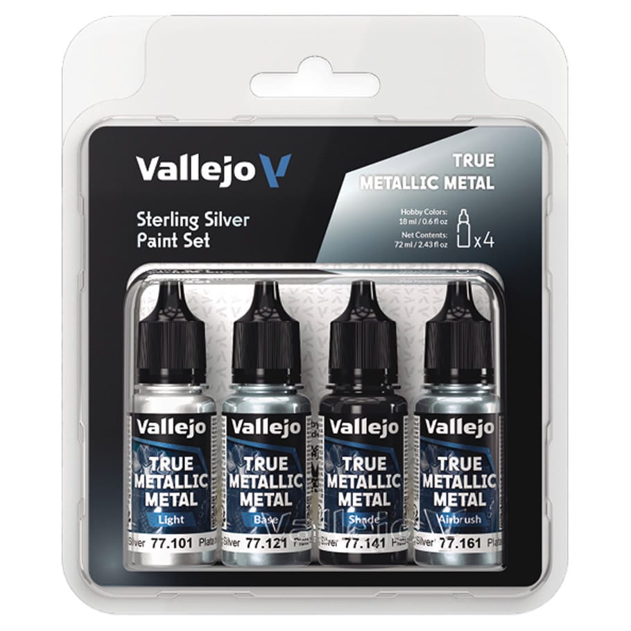 Vallejo Hobby Supplies > Paints True Metallic Metal: Sterling Silver Color Set 8429551772518 VJP77251