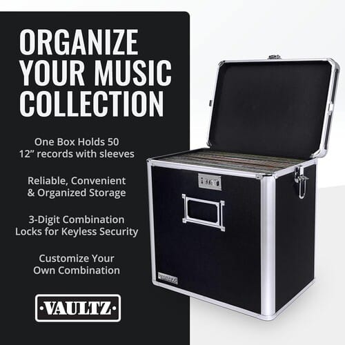Vaultz Music > Audio Equipment > Accessories Vaultz: 12" Locking Vinyl Storage Box - Black (VZ01045-WM-CAM) 826030004906 VLTZ04906