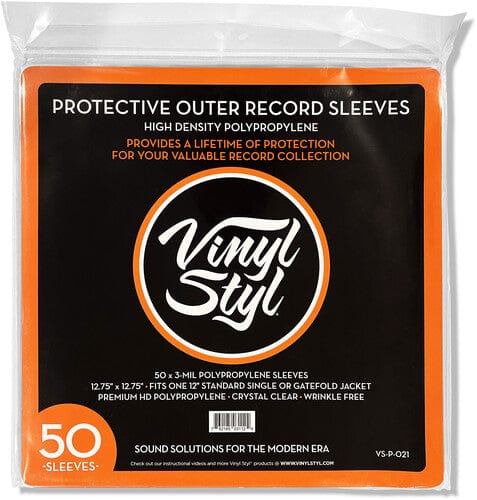 Vinyl Styl Music > Music Supplies Vinyl Styl: 12 Inch Outer Record Sleeves - Easy Open - 50 Count (Crystal Clear) 762185031124