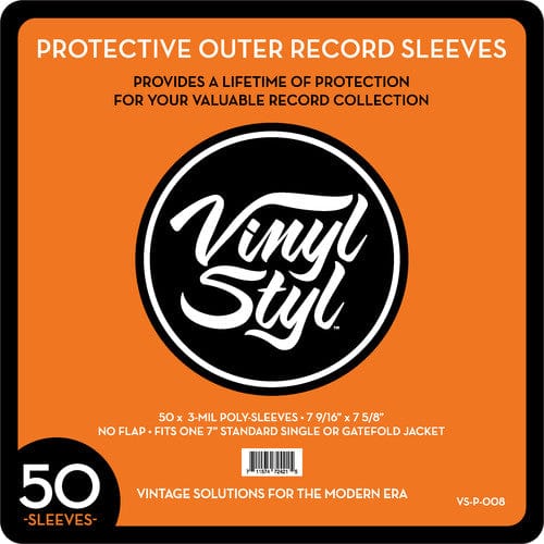 Vinyl Styl Music > Music Supplies Vinyl Styl: 7" Outer Sleeves 50ct - Open Top, Clear 711574724215 VNST724215