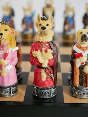 WorldWise Imports Board Games Chess Set - Cats & Dogs Resin Chessmen in Black/Maple Chest 035756706388 R70639-BCT