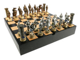 WorldWise Imports Board Games Chess Set - Painted Resin Medieval on Black/Maple Chest 035756186111 R73053-BCT
