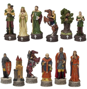 WorldWise Imports Board Games Chess Set -Robin Hood Resin Chessmen on Cherry Stained Chest 035756551025 R71151-CCT