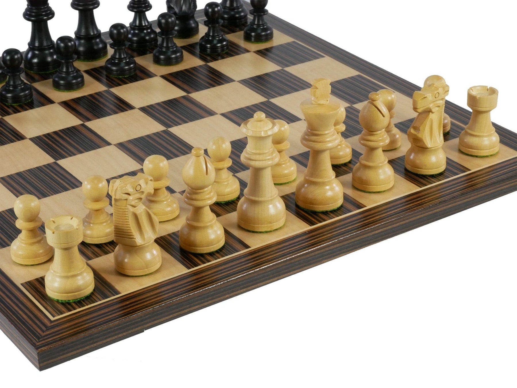 WorldWise Imports Board Games Chess Set - Small Black French Chessmen on Ebony veneer Chess Board 035756302368 30BF-40360EBC