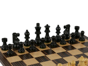 WorldWise Imports Board Games Chess Set - Small Black French Chessmen on Ebony veneer Chess Board 035756302368 30BF-40360EBC