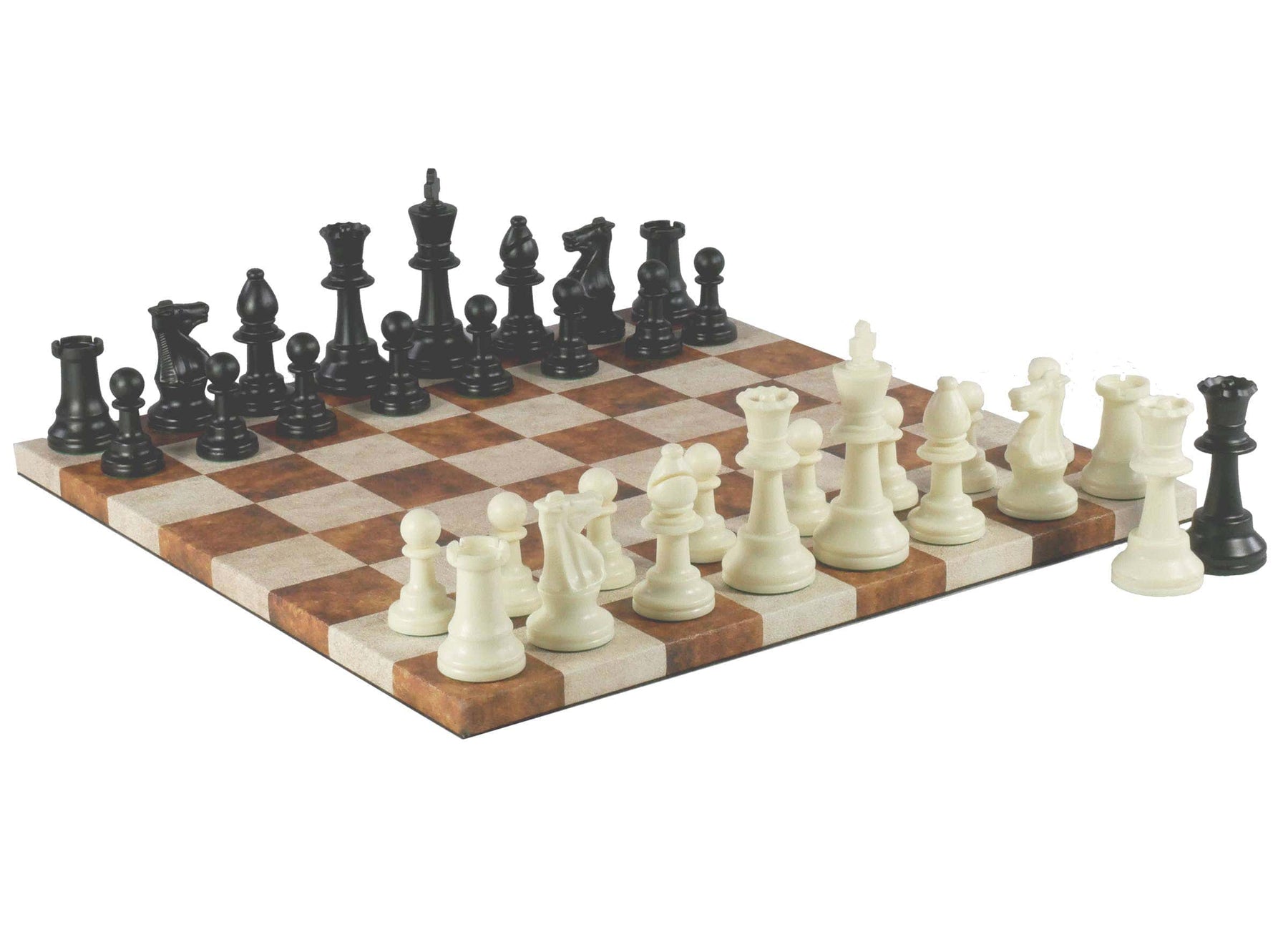WorldWise Imports Board Games Chess Set - Tournament Chessmen on Faux Leather Boards: Dusky Black & Cream 035756551131 95437-78214