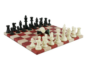 WorldWise Imports Board Games Chess Set - Tournament Chessmen on Faux Leather Boards: Dusky Black & Cream 035756551131 95437-78214