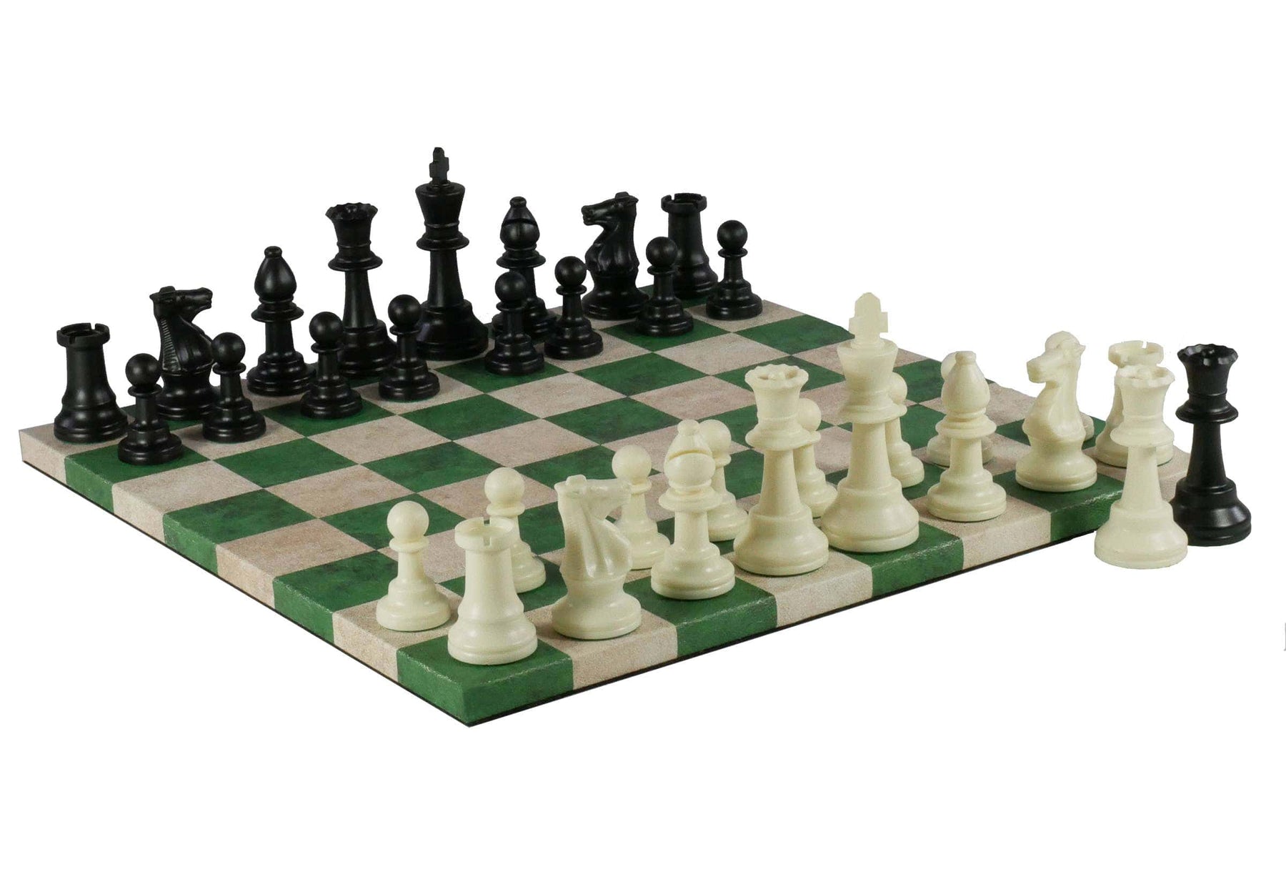 WorldWise Imports Board Games Chess Set - Tournament Chessmen on Faux Leather Boards: Dusky Black & Cream 035756551131 95437-78214