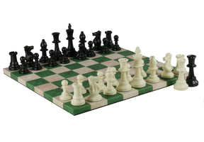WorldWise Imports Board Games Chess Set - Tournament Chessmen on Faux Leather Boards: Dusky Black & Cream 035756551131 95437-78214