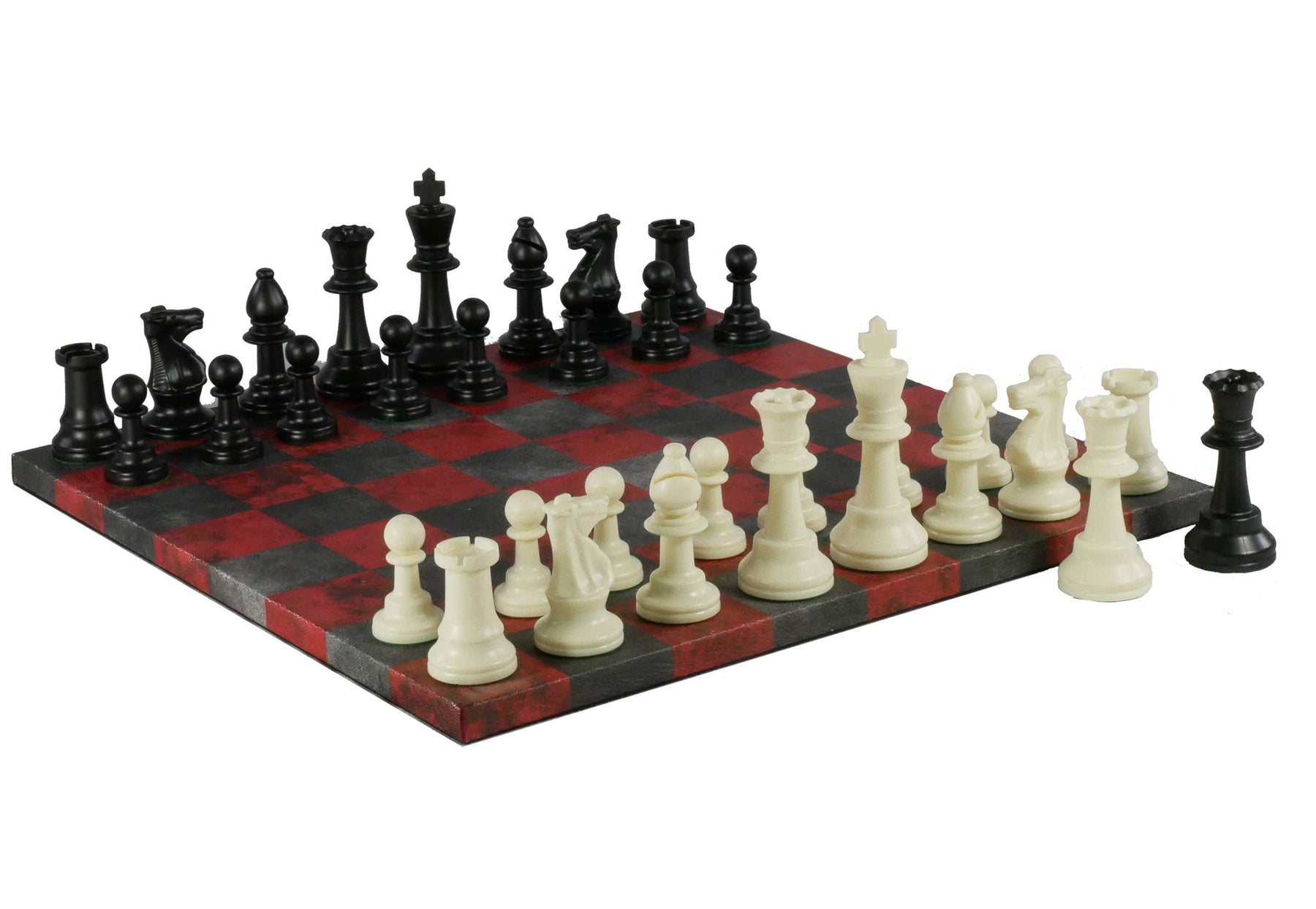 WorldWise Imports Board Games Chess Set - Tournament Chessmen on Faux Leather Boards: Dusky Black & Cream 035756551131 95437-78214