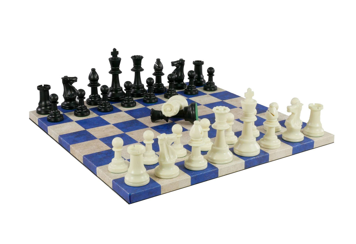 WorldWise Imports Board Games Chess Set - Tournament Chessmen on Faux Leather Boards: Dusky Black & Cream 035756551131 95437-78214