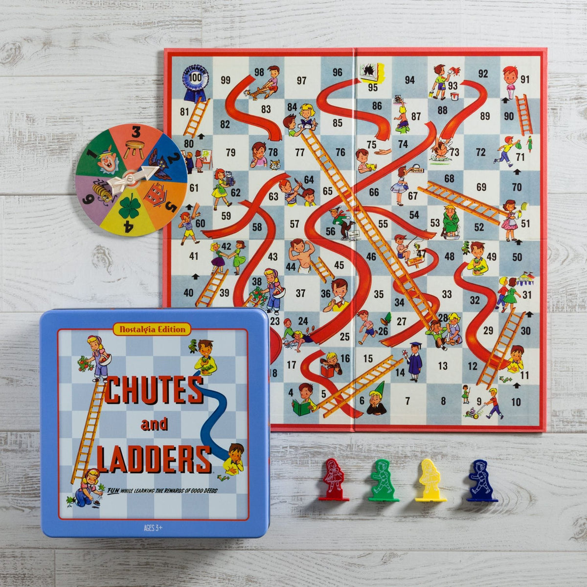 WS Game Company Board Games > Large Box Games Chutes and Ladders: Nostalgia Tin 890382000220 21520