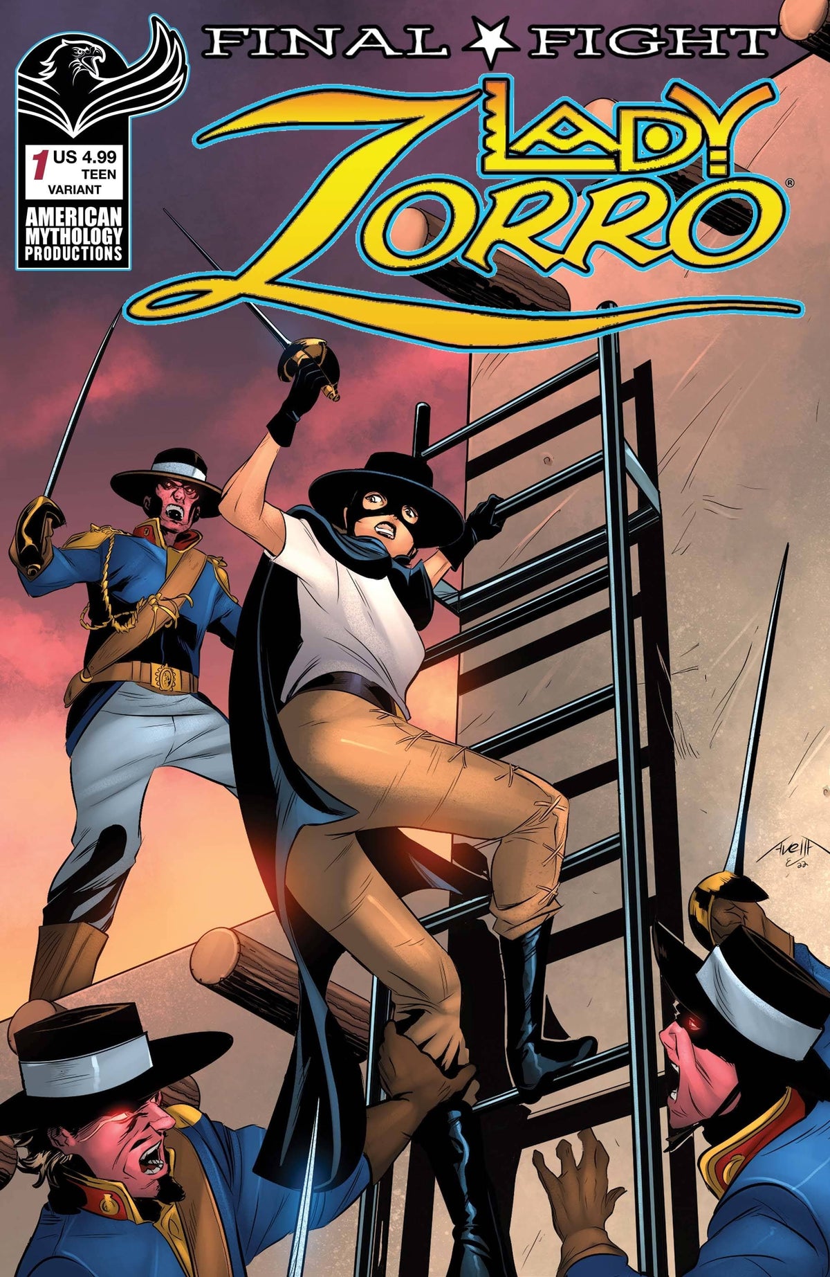 American Mythology Productions Comic Books LADY ZORRO FINAL FLIGHT #1 CVR B AVELLA 85609100656410221 SEP221348