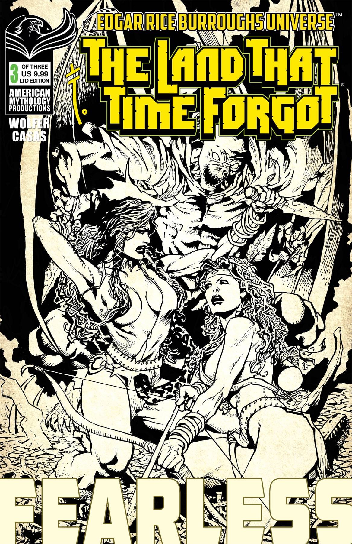 American Mythology Productions Comic Books LAND THAT TIME FORGOT FEARLESS #3 CVR B LTD B&W 85609100608340321 MAY231532