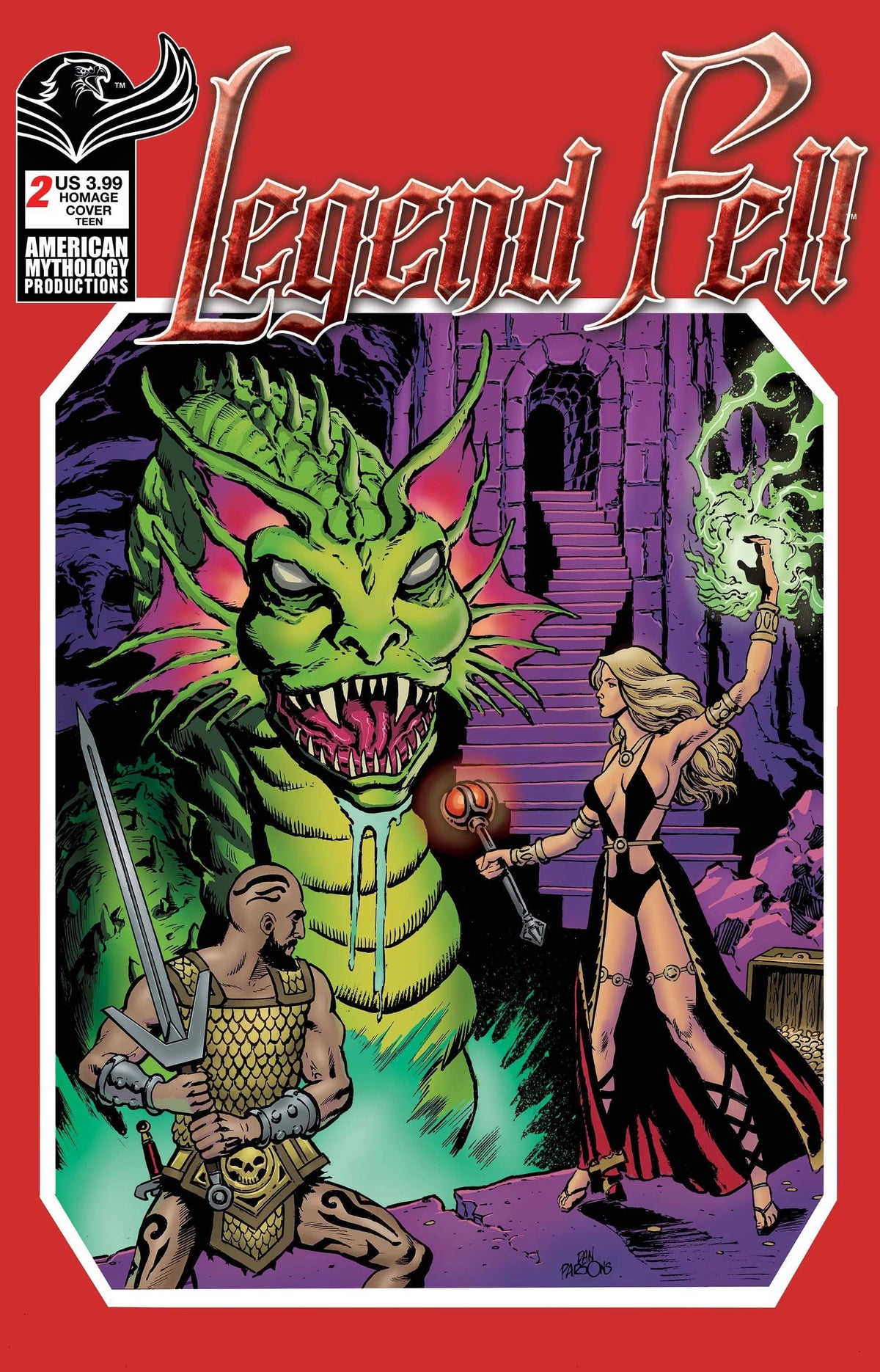 American Mythology Productions Comic Books LEGEND FELL #2 CVR B PARSON HOMAGE 85609100623600221 FEB231107
