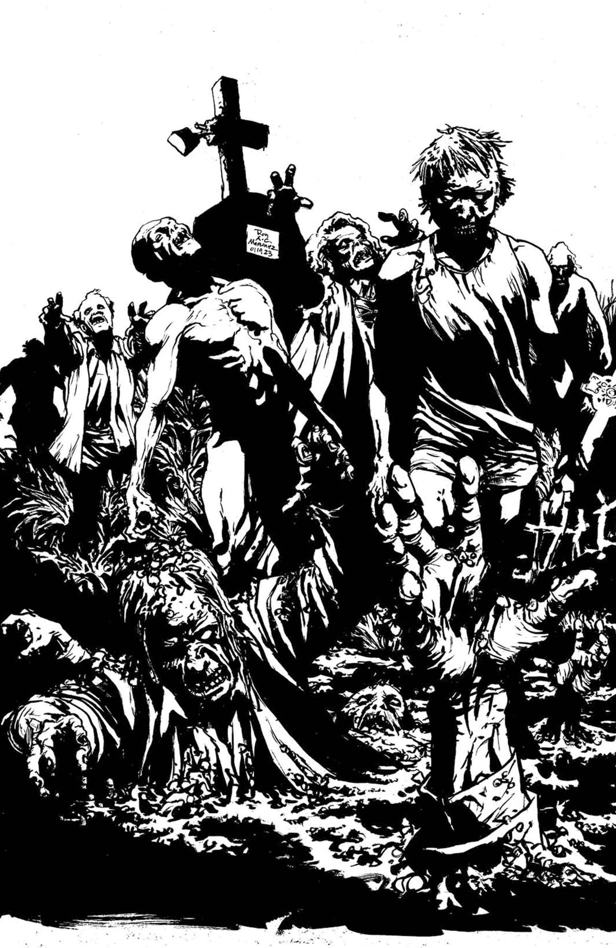 American Mythology Productions Comic Books NIGHT OF THE LIVING DEAD KIN #1 CVR D MARTINEZ B&W LTD ED 85609100673120141 MAR231128