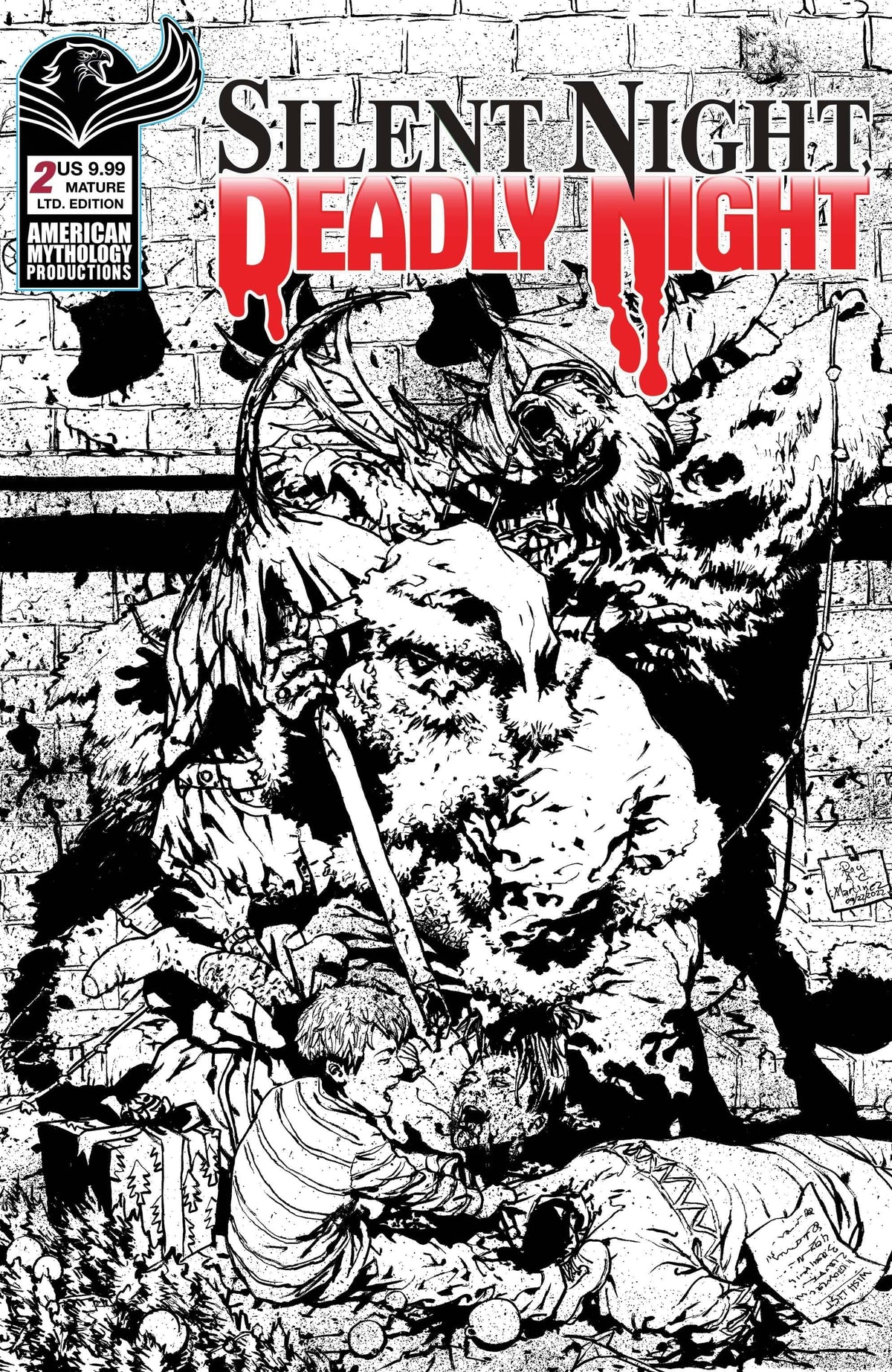 American Mythology Productions Comic Books SILENT NIGHT DEADLY NIGHT #2 MAIN CVR D 1/350 B&W LTD ED (MR 85609100675500241 NOV221191