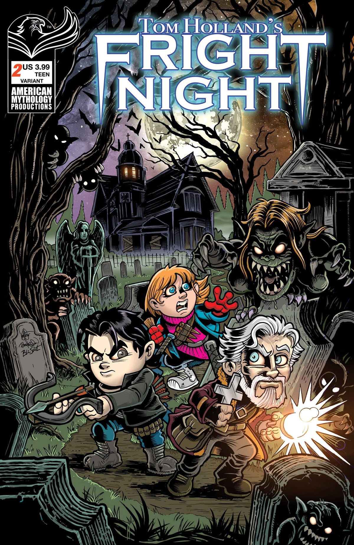 American Mythology Productions Comic Books TOM HOLLANDS FRIGHT NIGHT #2 CVR C LIL VAMPIRE HUNTERS 85609100668700231 MAY231522