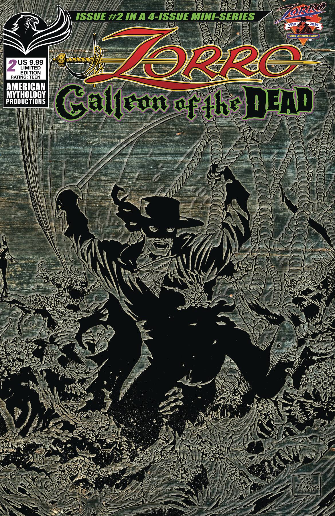 American Mythology Productions Comic Books ZORRO GALLEON OF DEAD #2 CVR B PULP LTD ED 85609100644101621 SEP221355