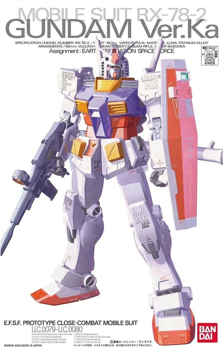 Bandai Model Kits > Gundams > Master Grade Bandai: Gundam MG Ver. Ka - RX-78-2 Gundam Ver. Ka 4573102635372 114215