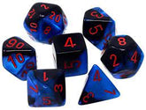 Chessex Dice > Chessex Chessex: Mini Plastic 7-Die Set - Gemini Black-Starlight/red 601982037550 CHX 20658