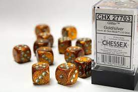 Chessex: Plastic 36d6 Set - Glitter Gold/Silver