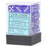 Chessex: Plastic 36d6 Set - Translucent Blue/White