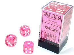 Chessex Dice > Chessex Chessex: Plastic 36d6 Set - Translucent Pink/White 601982020613 CHX 23814