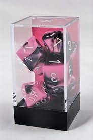 Chessex: Plastic 7-Die Set - Gemini Black-Pink/White