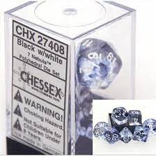 Chessex: Plastic 7-Die Set - Nebula Black/White