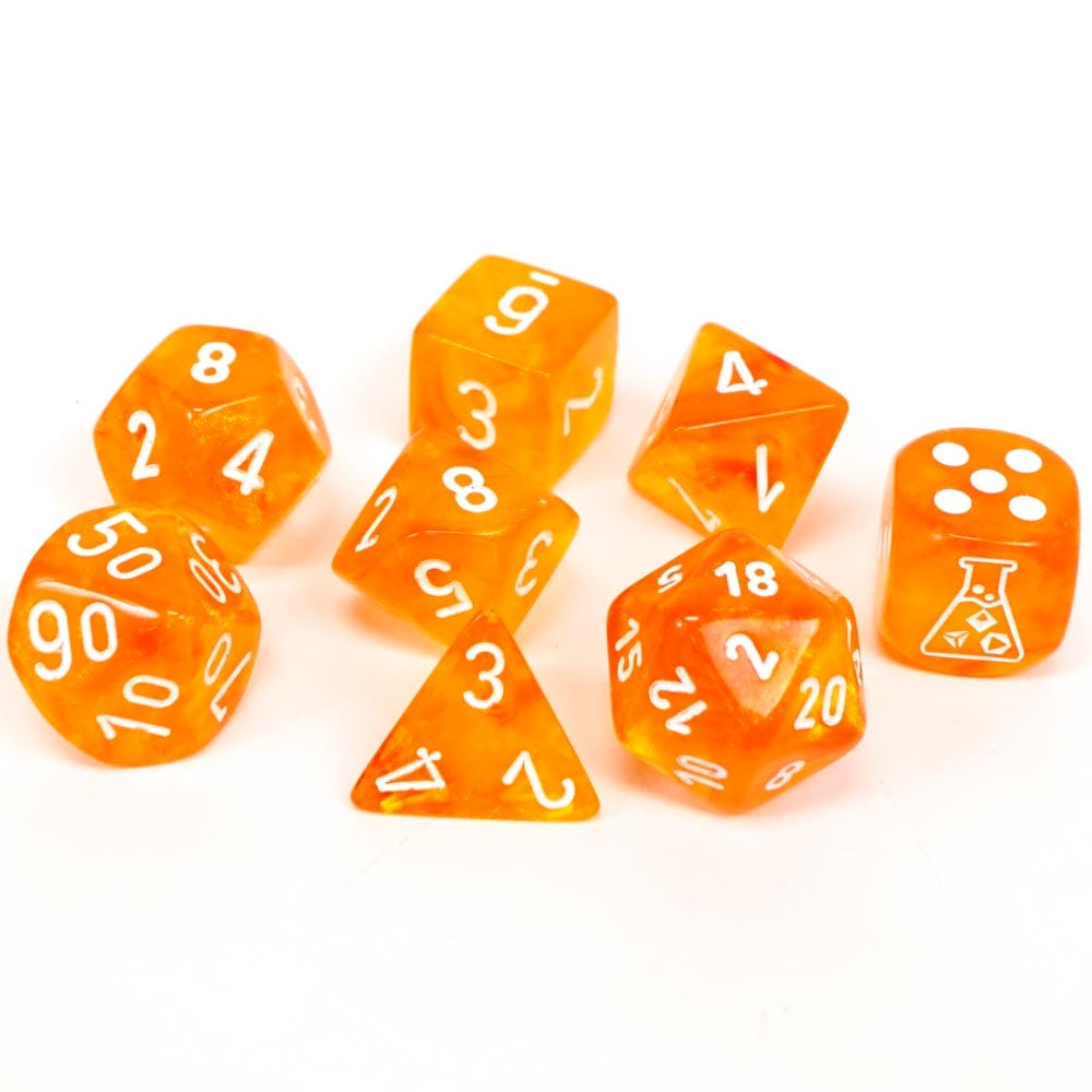 Chessex Dice > Chessex Chessex: Plastic 8-Die Set - Lab Dice, Blood Orange/White 601982038472 CHX 30052