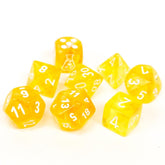 Chessex Dice > Chessex Chessex: Plastic 8-Die Set - Lab Dice, Borealis Canary/White Luminary 601982038489 CHX 30053