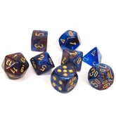 Chessex Dice > Chessex Chessex: Plastic 8-Die Set - Lab Dice, Lustrous Azurite/Gold 601982038502 CHX 30055