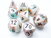 Chessex Dice > Chessex Chessex: Plastic 8-Die Set - Lab Dice, Lustrous Sea Shell/Black Luminary 601982038519 CHX 30056