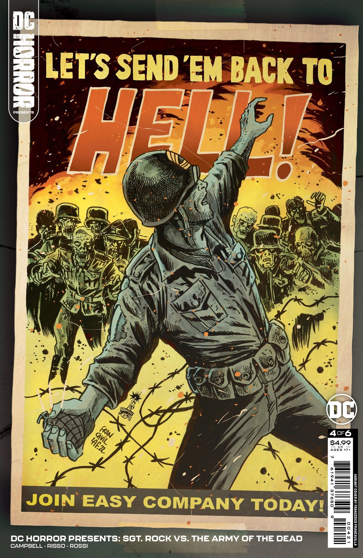 DC Comics Comic Books DC HORROR PRESENTS SGT ROCK VS THE ARMY OF THE DEAD #4 (OF 6) CVR B FRANCESCO FRANCAVILLA CARD STOCK VAR (MR) 76194137650900421 1022DC205