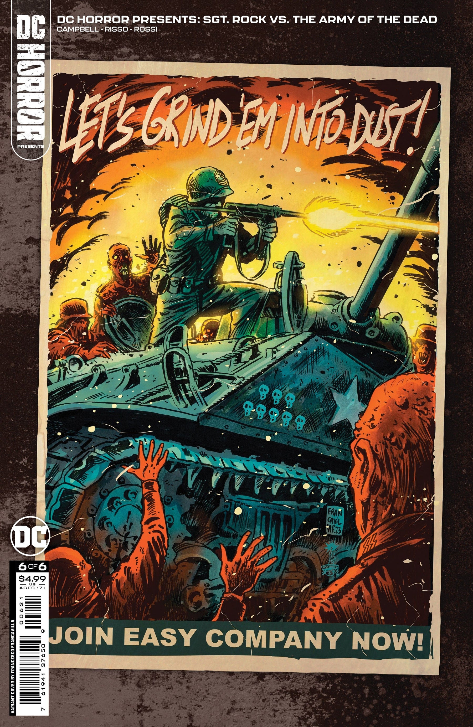 DC HORROR PRESENTS SGT ROCK VS THE ARMY OF THE DEAD #6 (OF 6) CVR B FRANCESCO FRANCAVILLA CARD STOCK VAR (MR)
