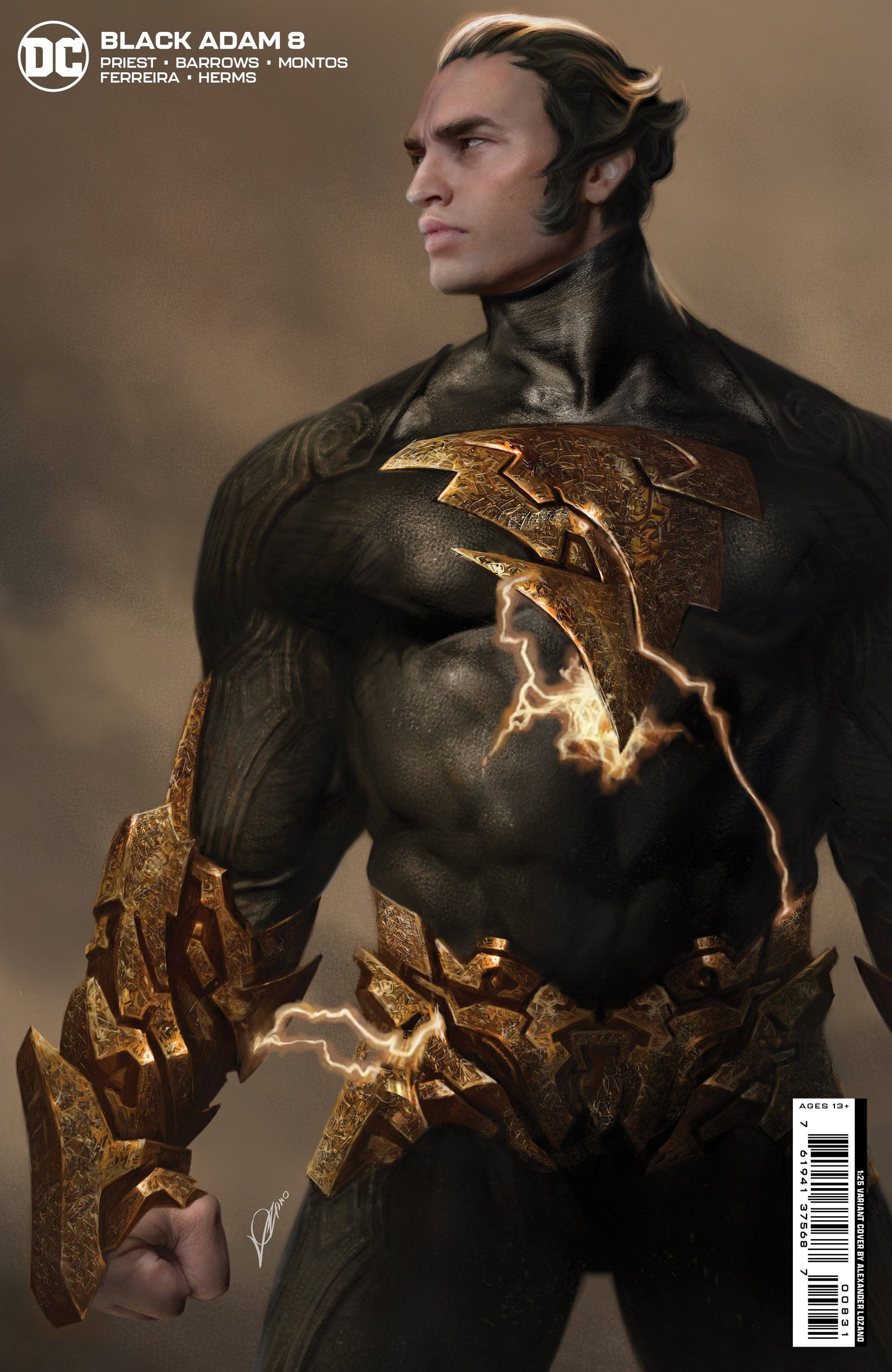 BLACK ADAM #8 (OF 12) CVR E INC 1:25 ALEXANDER LOZANO CARD STOCK VAR