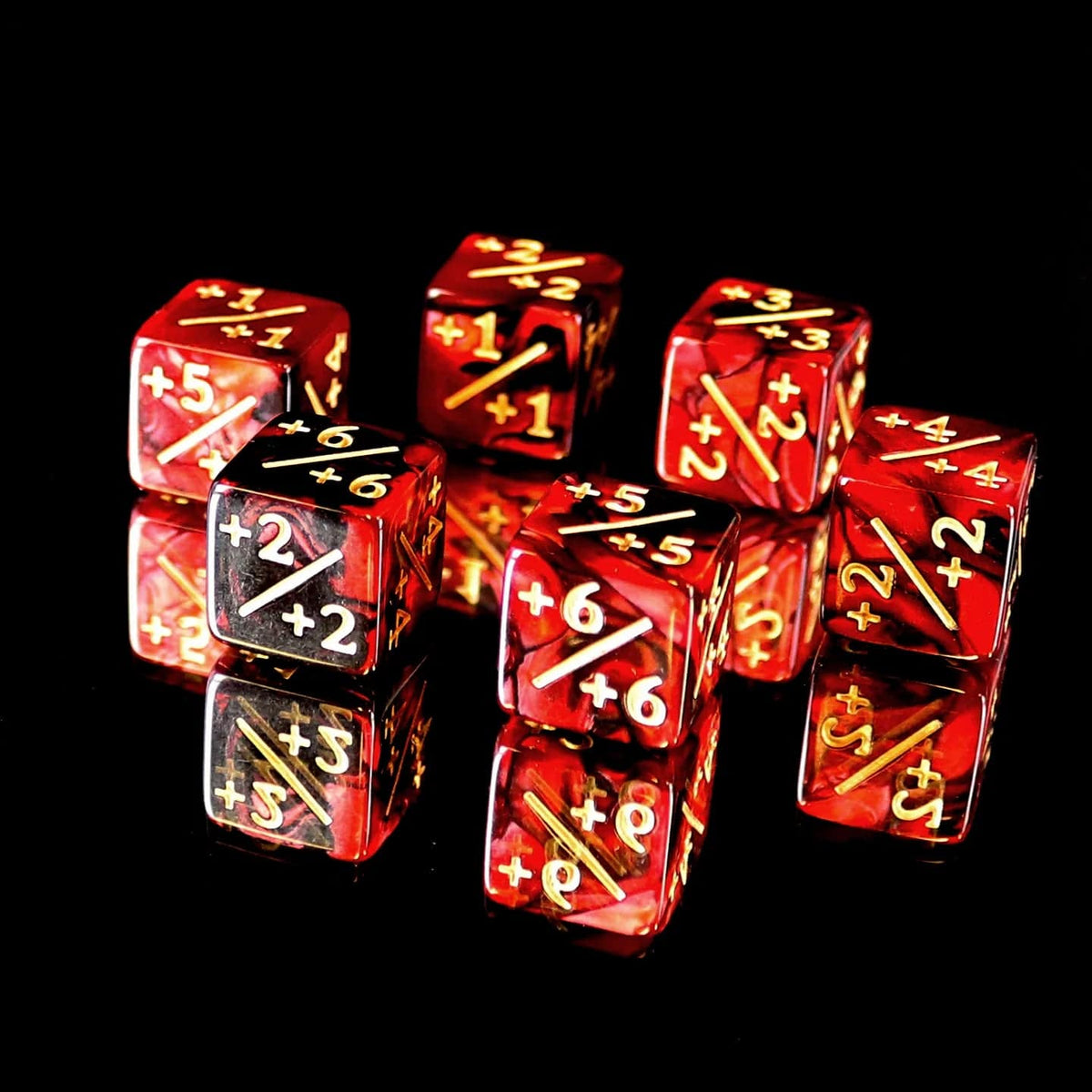 DHD: Positive 6 Piece Counter Set - Red Black for MTG - Third Eye