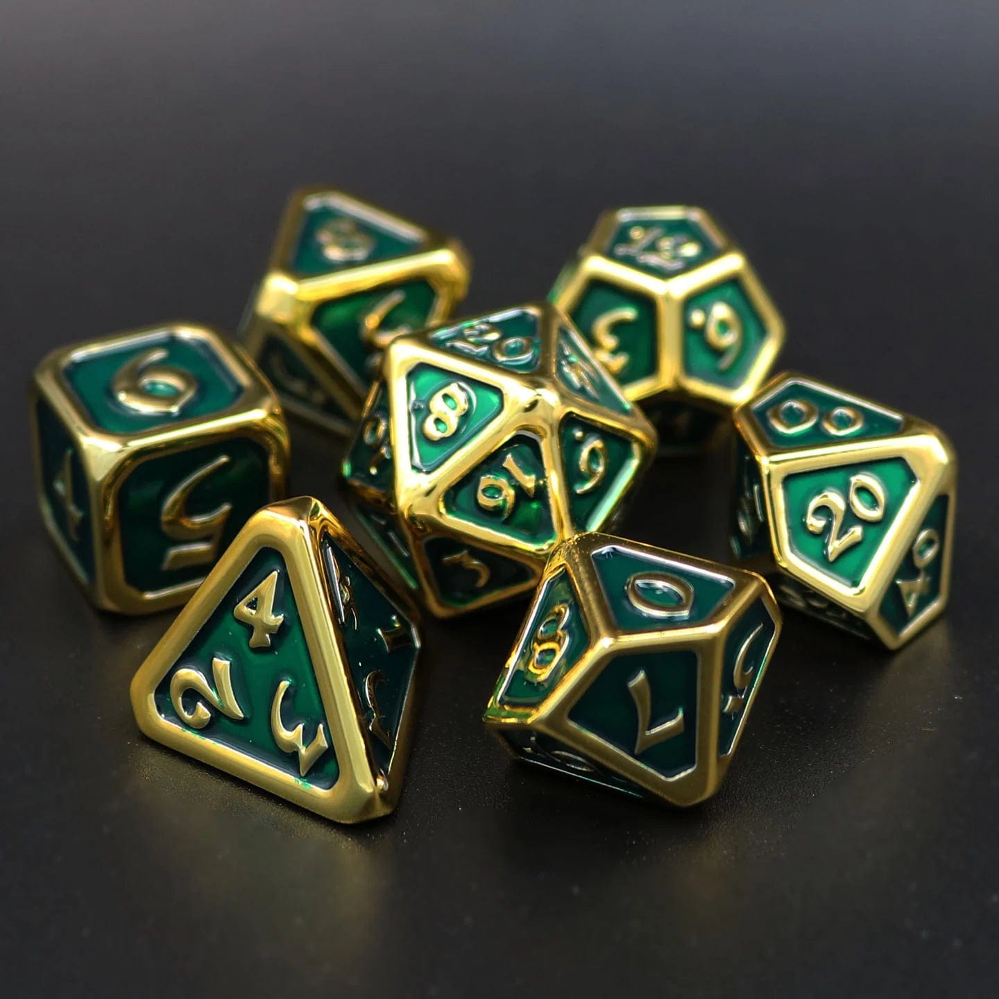 Die Hard Dice Dice > Die Hard Dice Die Hard Dice: 7 Piece RPG Set - Polychrome Diaglyph Auric Emerald 810060786512 P0307070