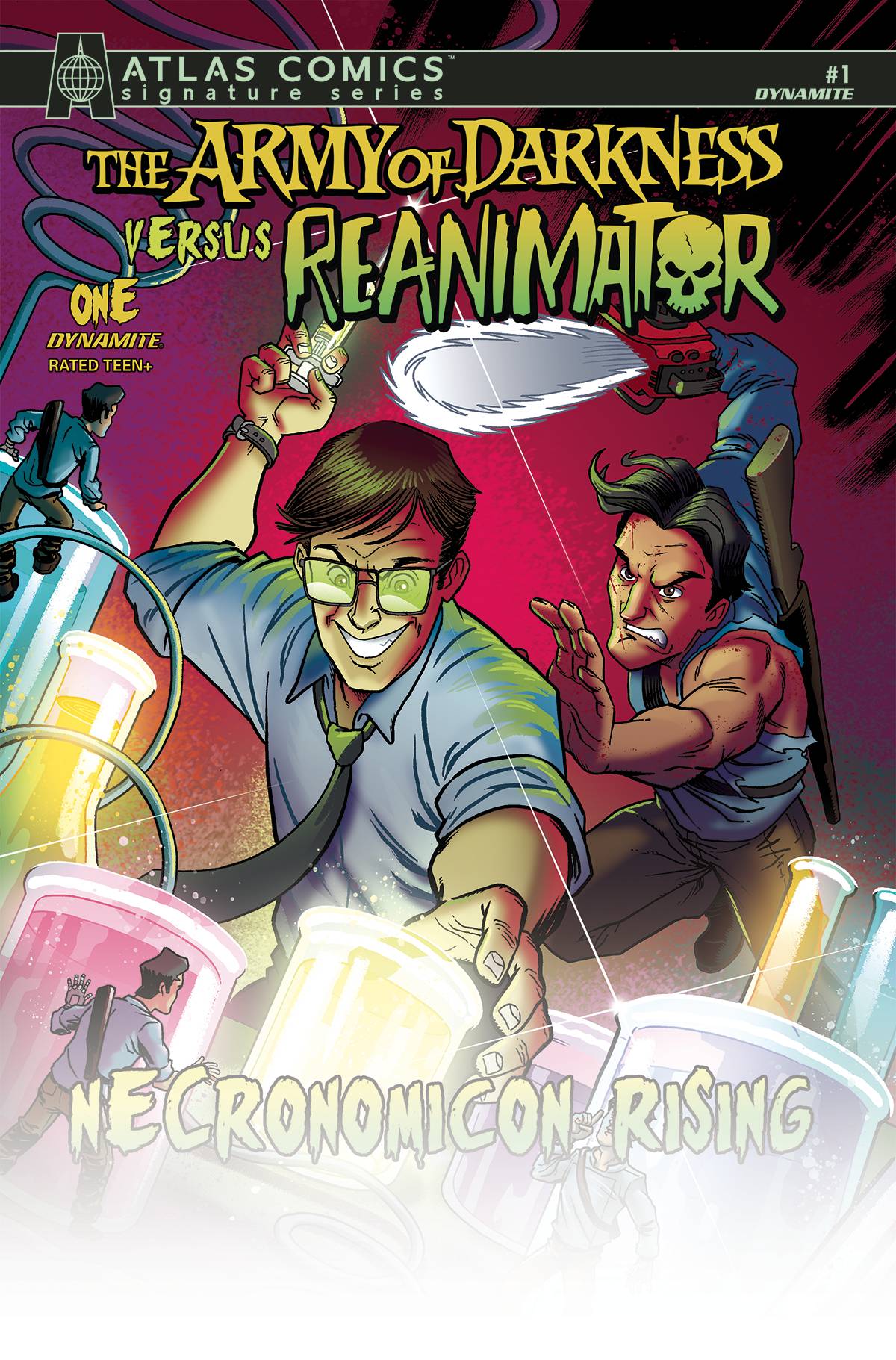 Dynamite Comic Books AOD VS REANIMATOR NECRONOMICON RISING #1 CVR M FLEECS SGN AT 72513032114501131 MAY220601