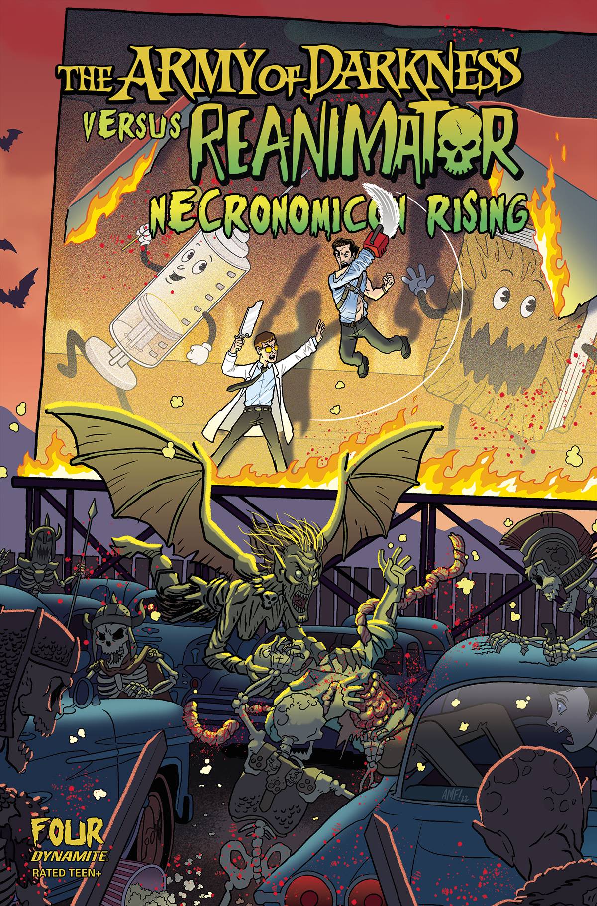 Dynamite Comic Books AOD VS REANIMATOR NECRONOMICON RISING #4 CVR A FLEECS 72513032114504011 AUG220623