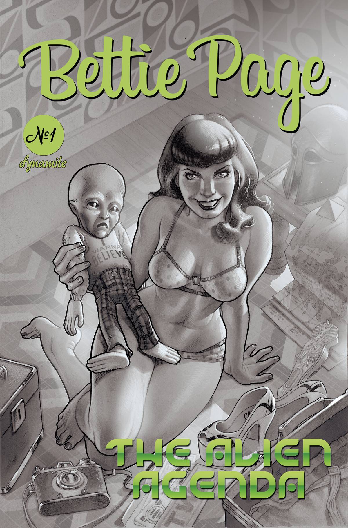 BETTIE PAGE ALIEN AGENDA #1 CVR I 1:25 INCV ROUX B&W