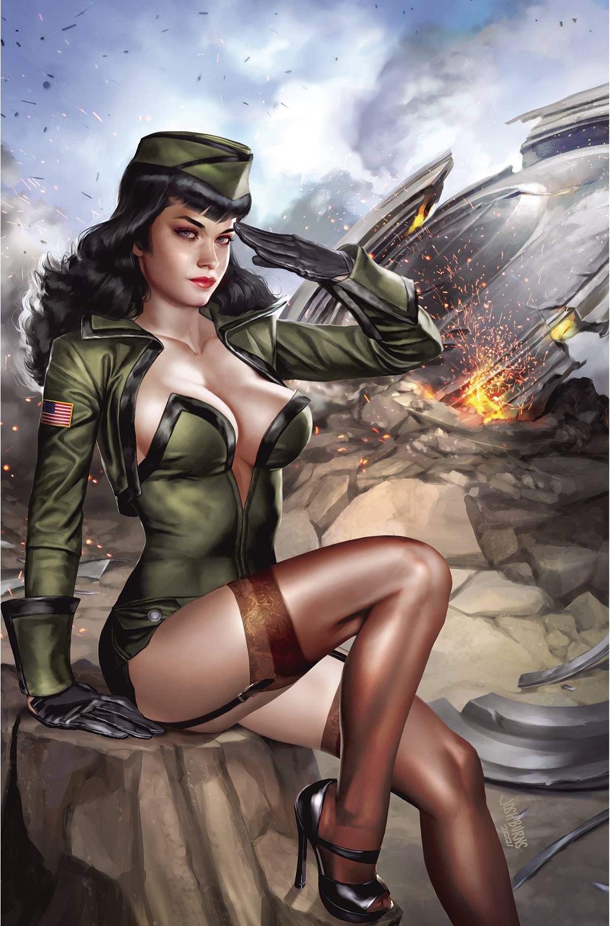 BETTIE PAGE ALIEN AGENDA #1 CVR Q BURNS LTD