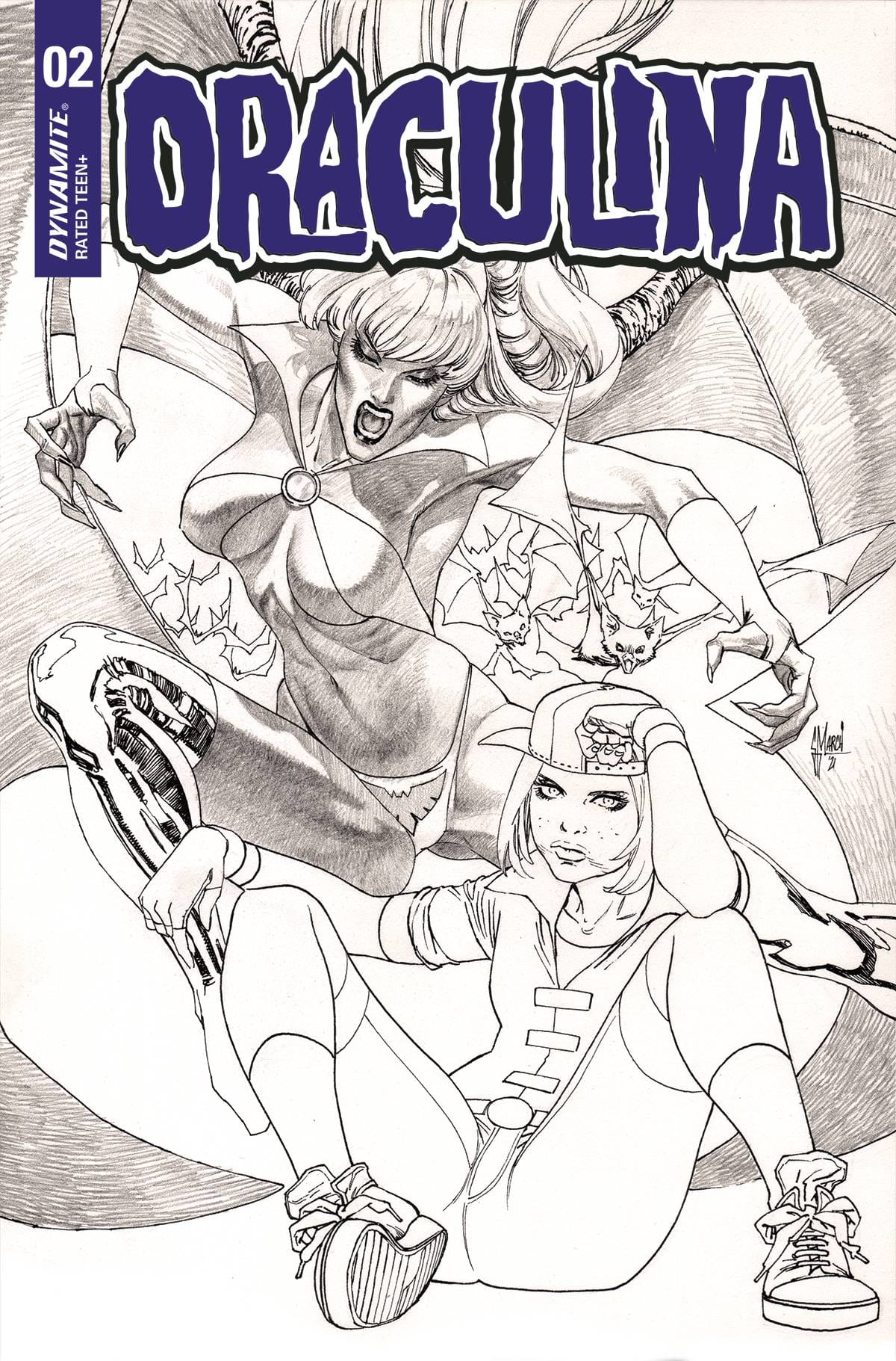 Dynamite Comic Books DRACULINA #2 CVR H 1:25 INCV MARCH B&W 72513031626402081 JAN220551