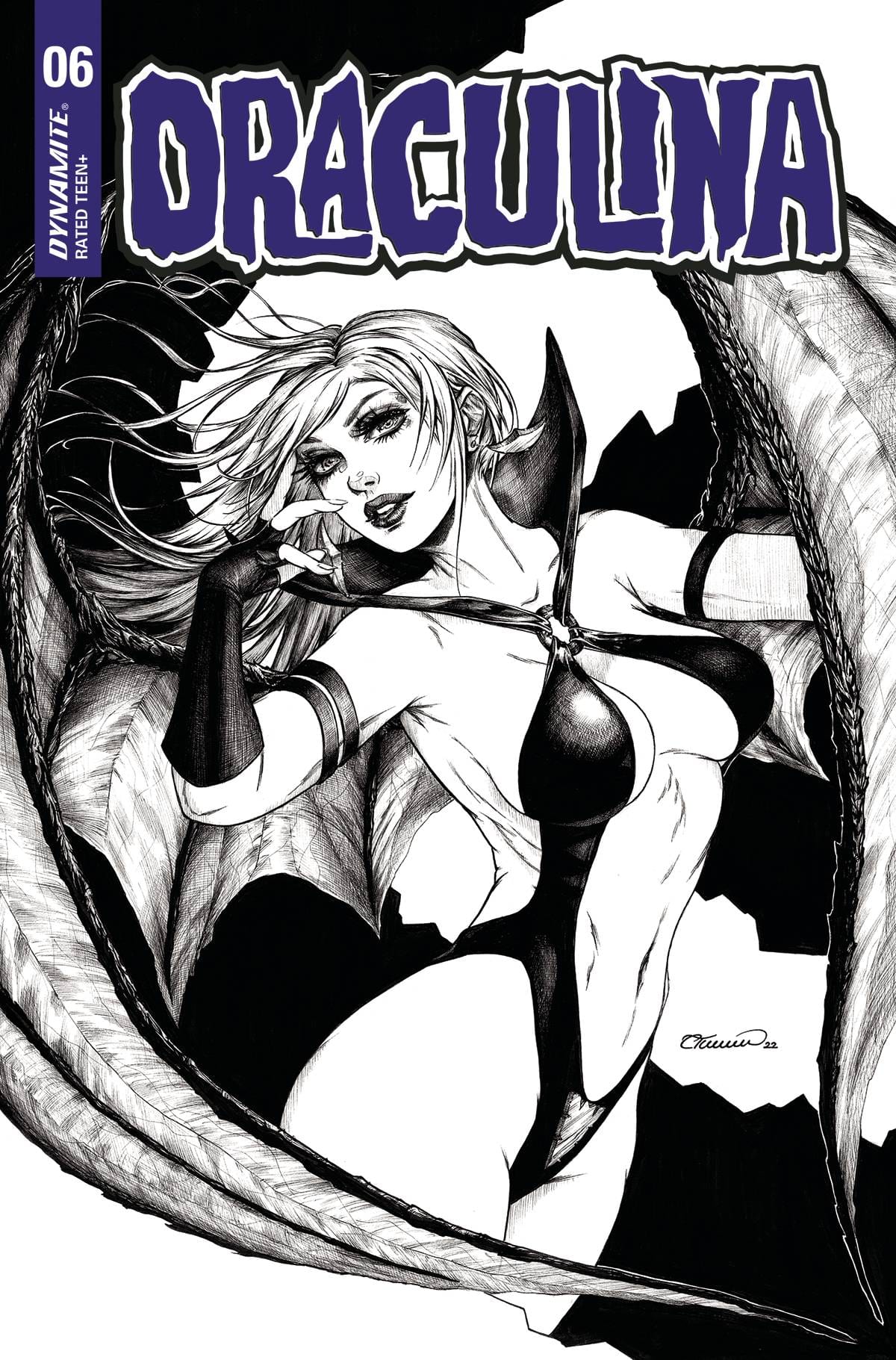 Dynamite Comic Books DRACULINA #6 CVR H 25 COPY INCV TURNER B&W 72513031626406081 JUN220784