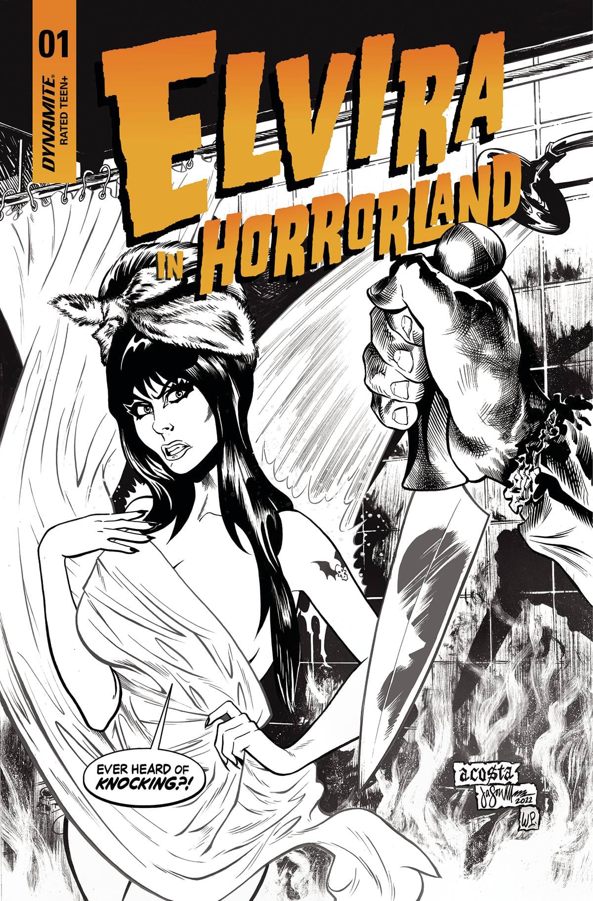 Dynamite Comic Books > Incentives ELVIRA IN HORRORLAND #1 CVR F 1:10 INCV ACOSTA B&W 72513031949401061 MAR220537